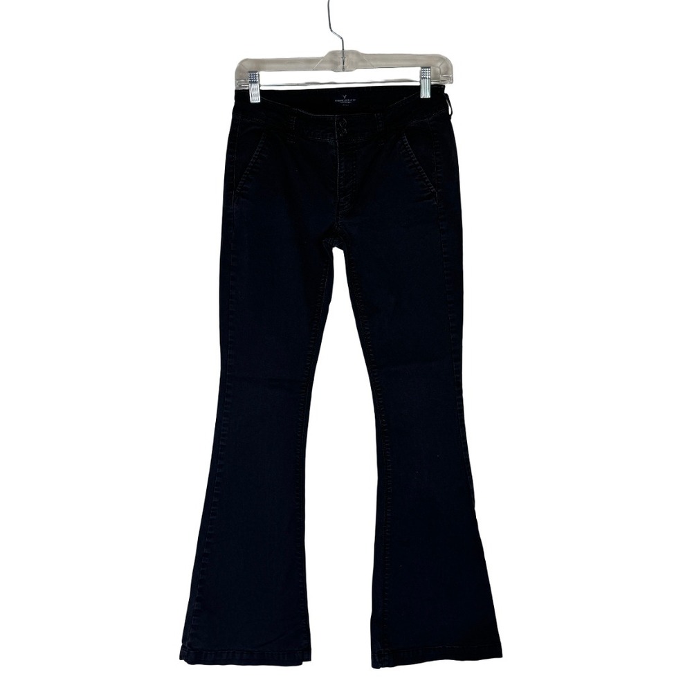 American Eagle Artist Pant Womens 2 Washed Black Stretch Low Rise Flare Bootcut
